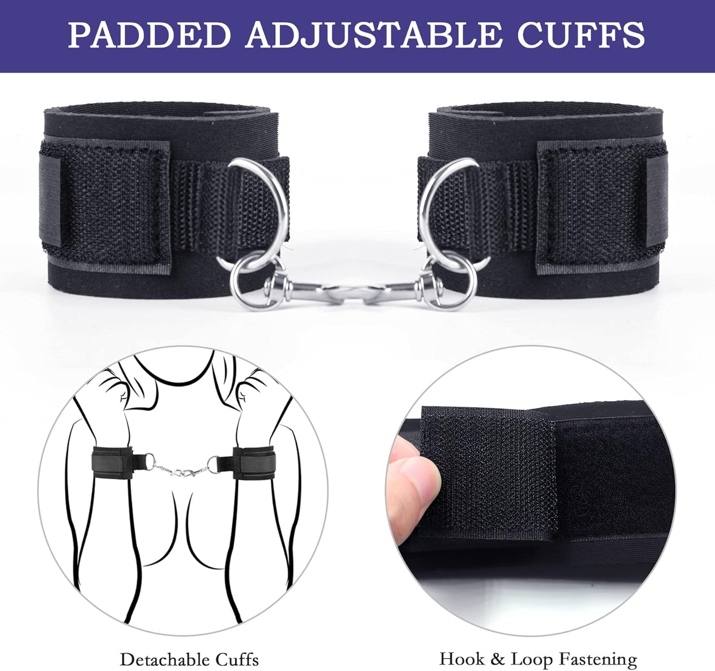 Bondage Wrsit to Thigh Cuffs & BDSM Restraints Sex Straps Harness Set