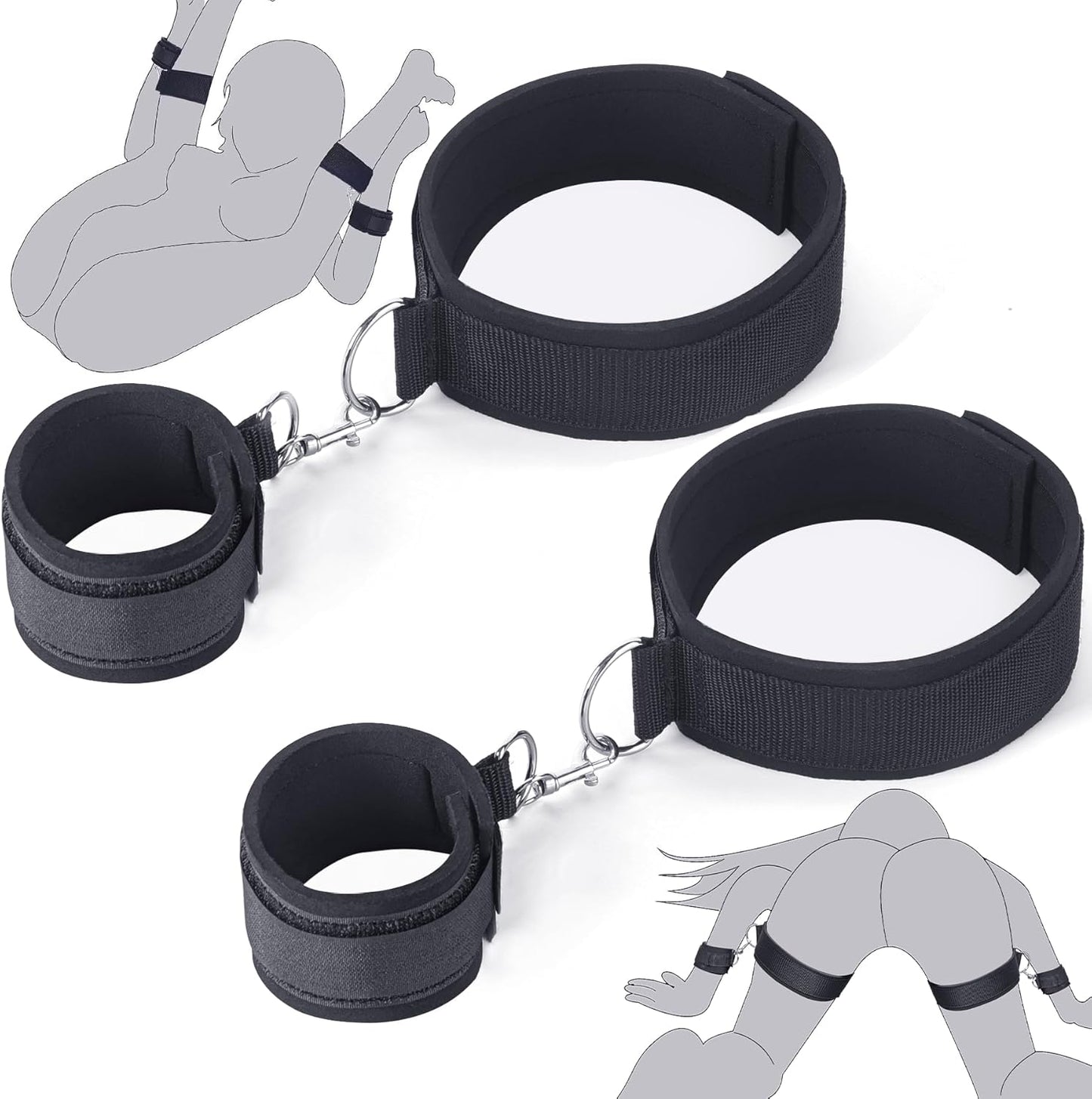 Bondage Wrsit to Thigh Cuffs & BDSM Restraints Sex Straps Harness Set