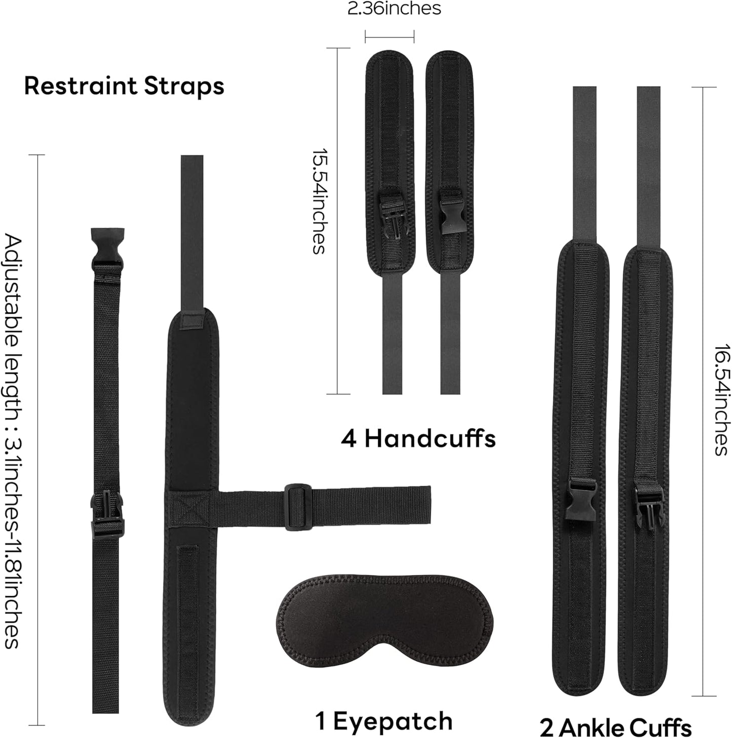Sex Toys Bondage BDSM Restraints Set Sex Toy for Women Men Adjustable Sex Straps Neck to Wrist Cuffs Universal Buckle Locks Wrist & Thigh Cuffs Blindfold Bondage Gear & Accessories Couple Play