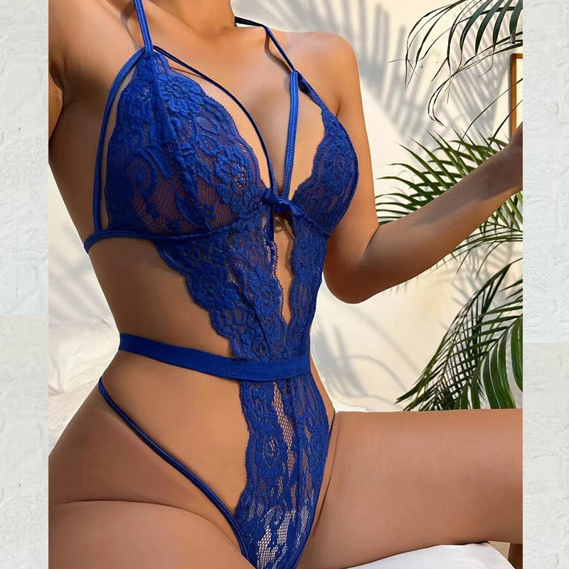 Women One Piece Lingerie Sexy Teddy V Neck Bodysuit Lace Nightie