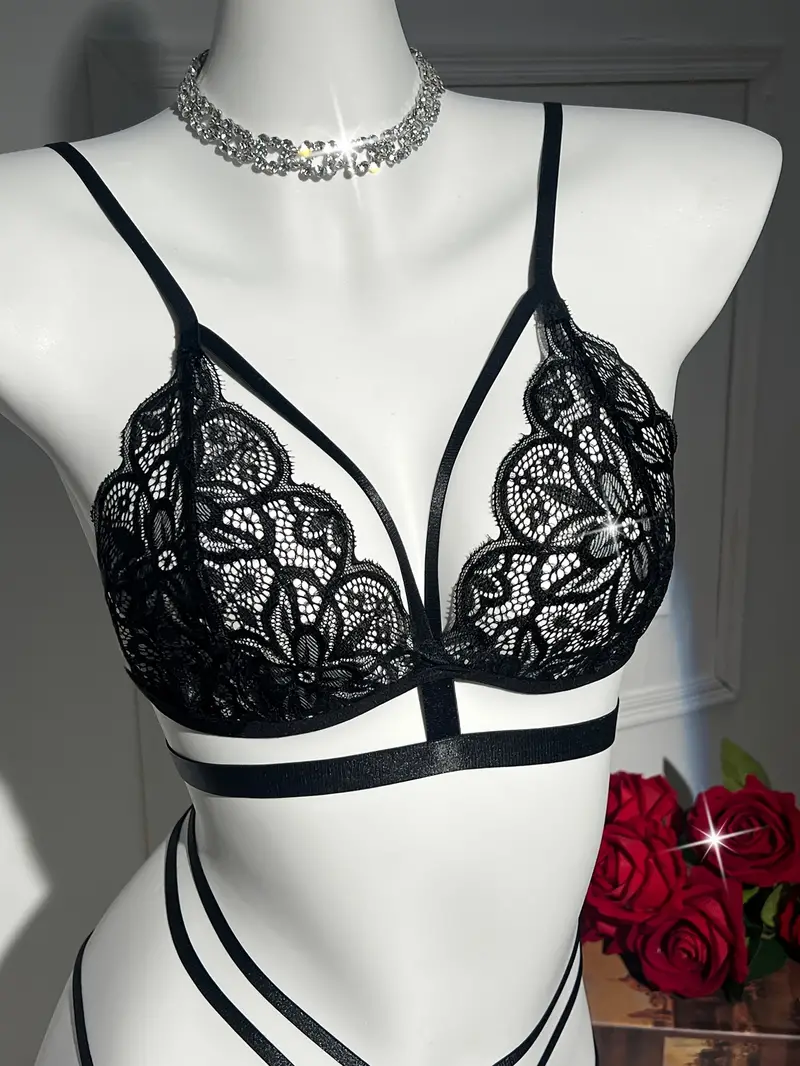 Sexy Women's Perspective Bra Set Underwear Open Bra Erotic Mujer Ropa See Through Lingerie Pornographie Hollow Out Costumes