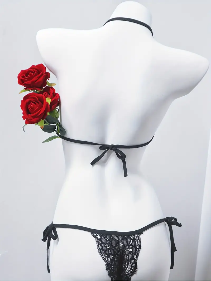Sexy Underwire Cute Push Up Strappy Embroidered Mesh Sheer Lingerie Set See Through Panty Bra
