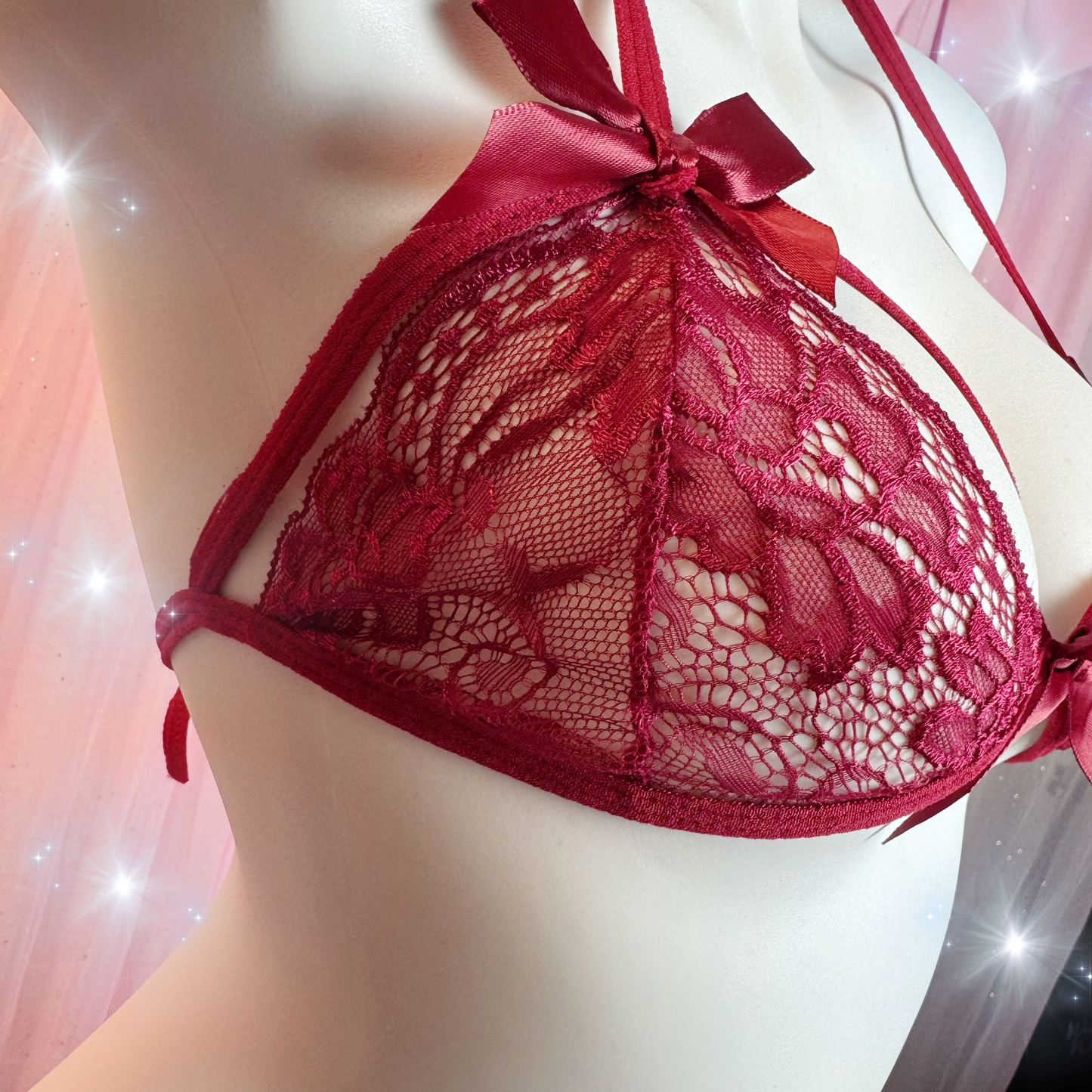Sexy Underwire Cute Push Up Strappy Embroidered Mesh Sheer Lingerie Set See Through Panty Bra