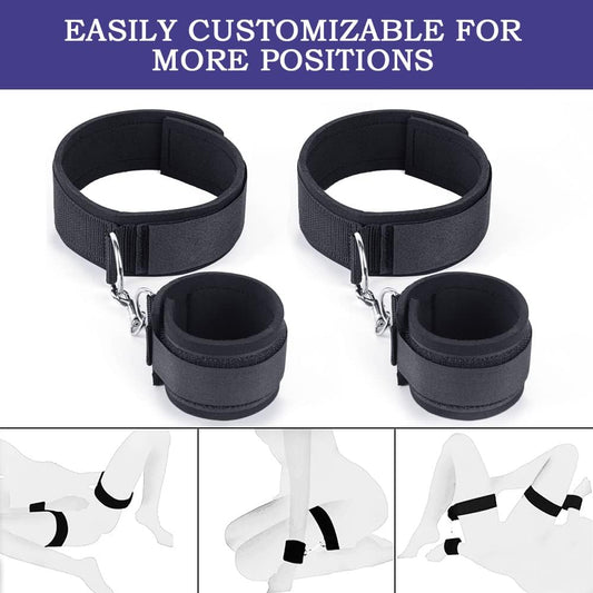 Bondage Wrsit to Thigh Cuffs & BDSM Restraints Sex Straps Harness Set