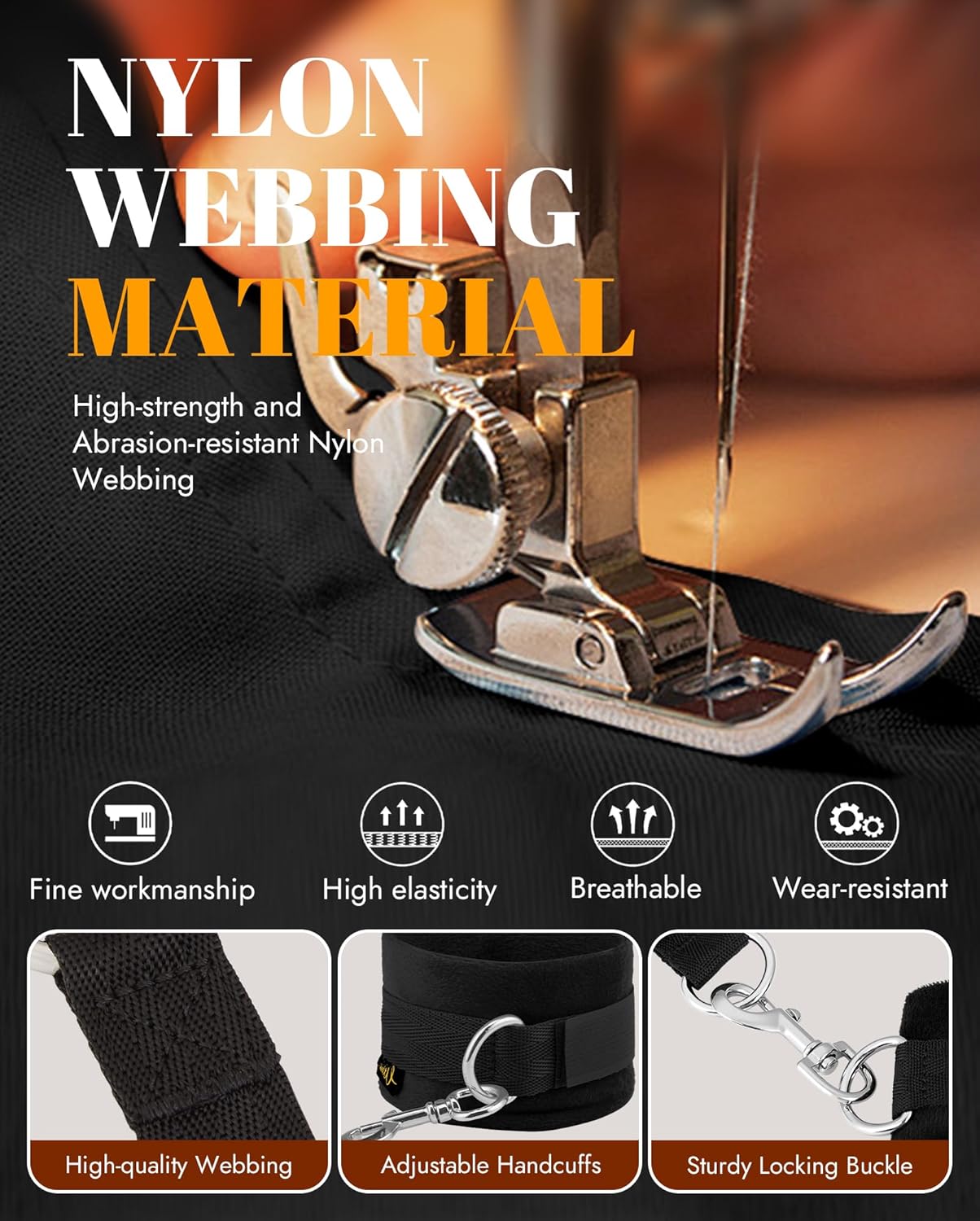 BDSM Bondage Restraint Sex Toys -  Bed Sex Straps Set with Handcuffs Ankle Cuffs Blindfold Feather Tickler & 4 Separate Straps Adult Kinky Bondage Rope Toy for Men Women and Couples Foreplay