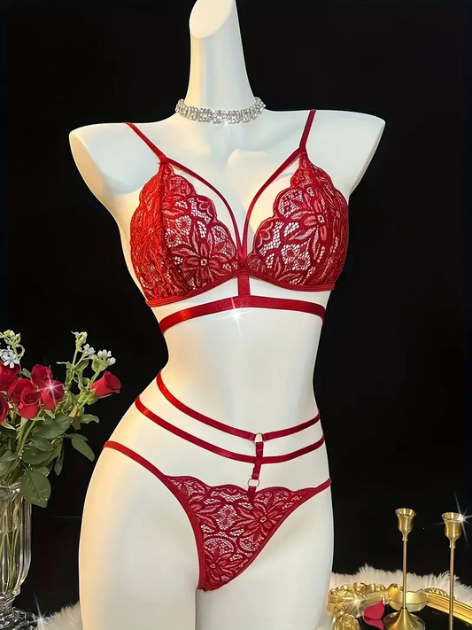 Sexy Women's Perspective Bra Set Underwear Open Bra Erotic Mujer Ropa See Through Lingerie Pornographie Hollow Out Costumes