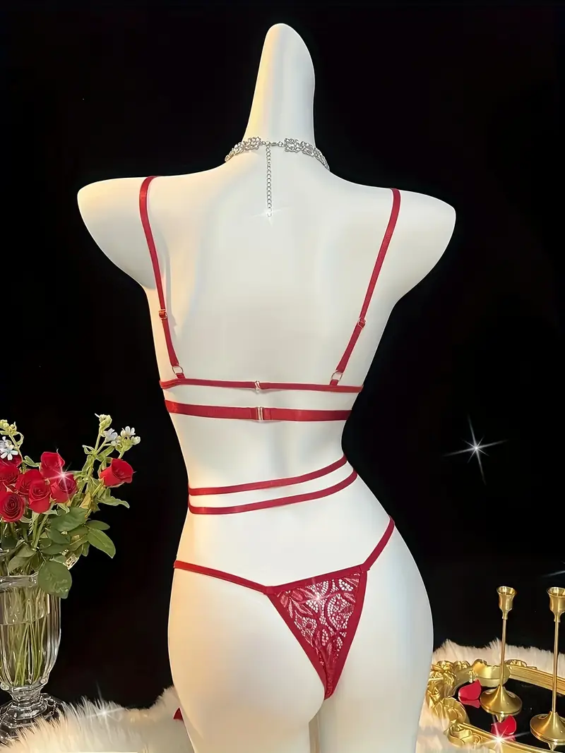Sexy Women's Perspective Bra Set Underwear Open Bra Erotic Mujer Ropa See Through Lingerie Pornographie Hollow Out Costumes