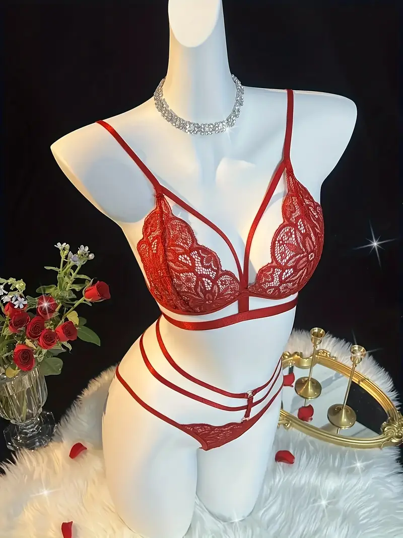 Sexy Women's Perspective Bra Set Underwear Open Bra Erotic Mujer Ropa See Through Lingerie Pornographie Hollow Out Costumes